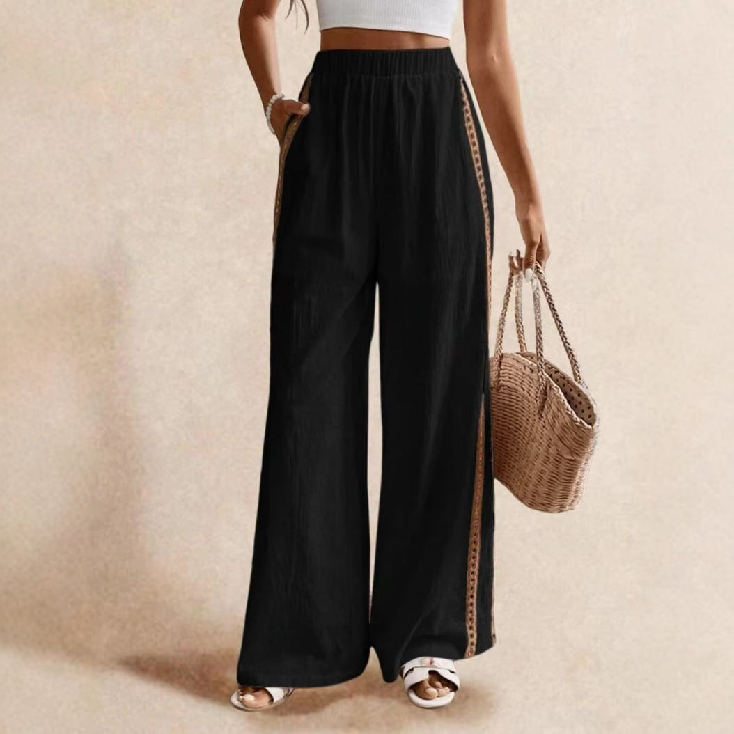 Womens Versatile Solid-color Loose Casual Pants
