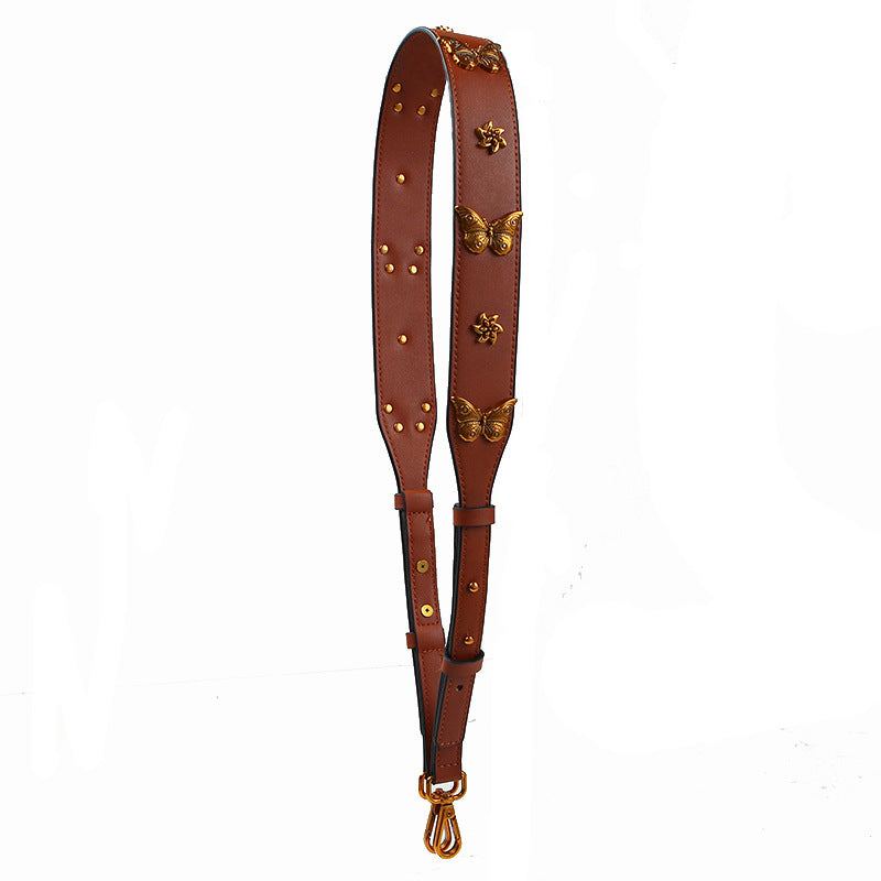 Gold butterfly women's bag wide shoulder belt