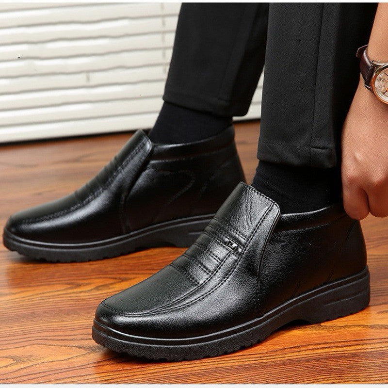 Plush Cotton Leather Shoes Men's Protection Snow Boots Casual Men's Shoes