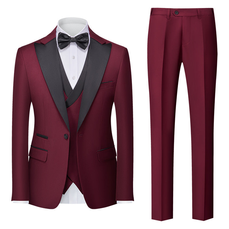 Korean-style Slim-fit Three-piece Suit Set
