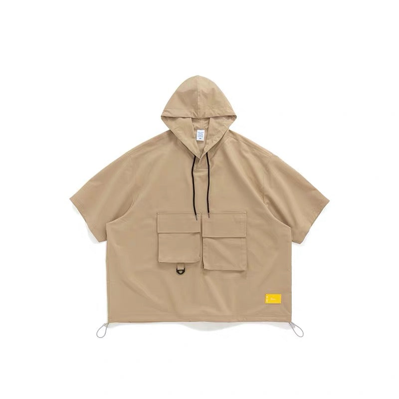 Suit hooded trench coat casual shorts overalls