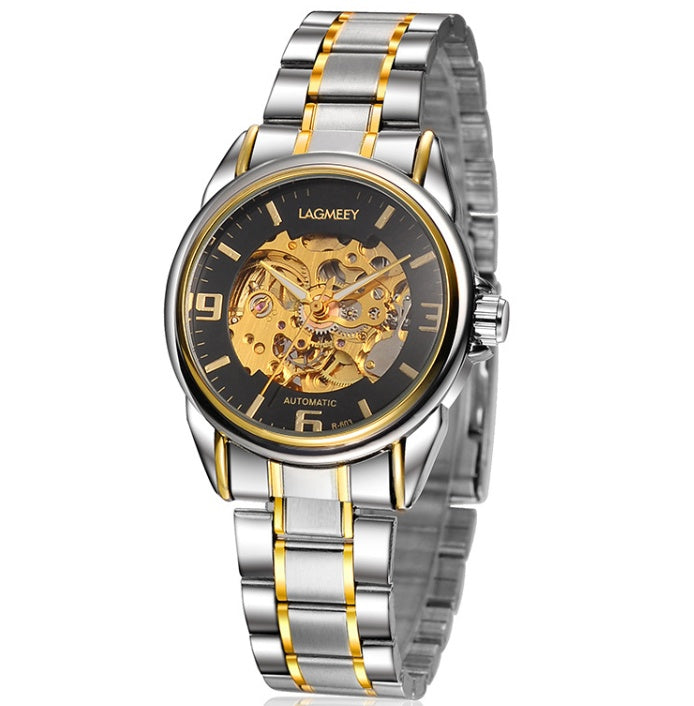 New high-end fashion steel belt automatic hollow mechanical watch