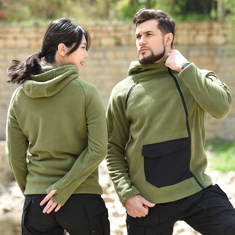 Camouflage Hooded Fleece Men's Casual Outdoor Warmth Breathable Thick And Loose