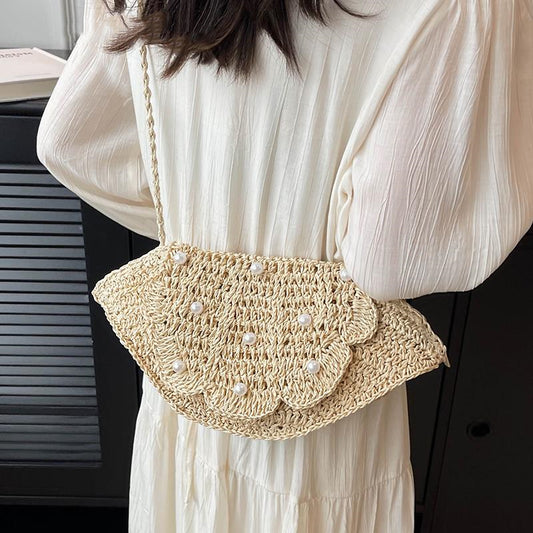 Women's Flower Shell Pearl Hand Satchel