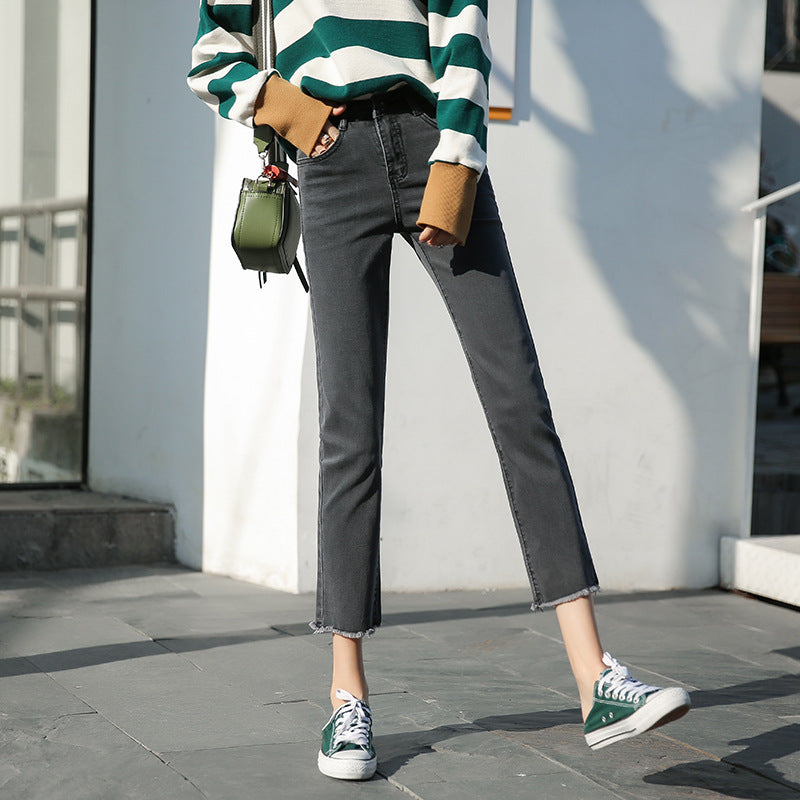 nine-point high waist loose trousers