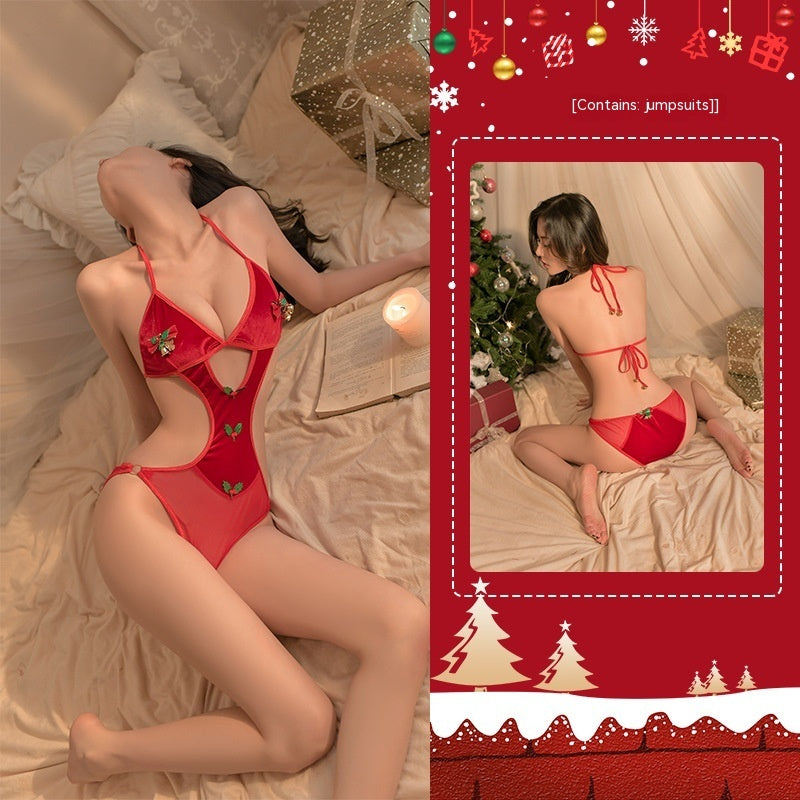 Women's Fashion Simple Solid Color Christmas Jumpsuit