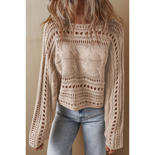 Women's Round Neck Knitted Long-sleeved Pullover