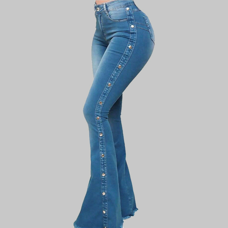 High waist stretch flared pants