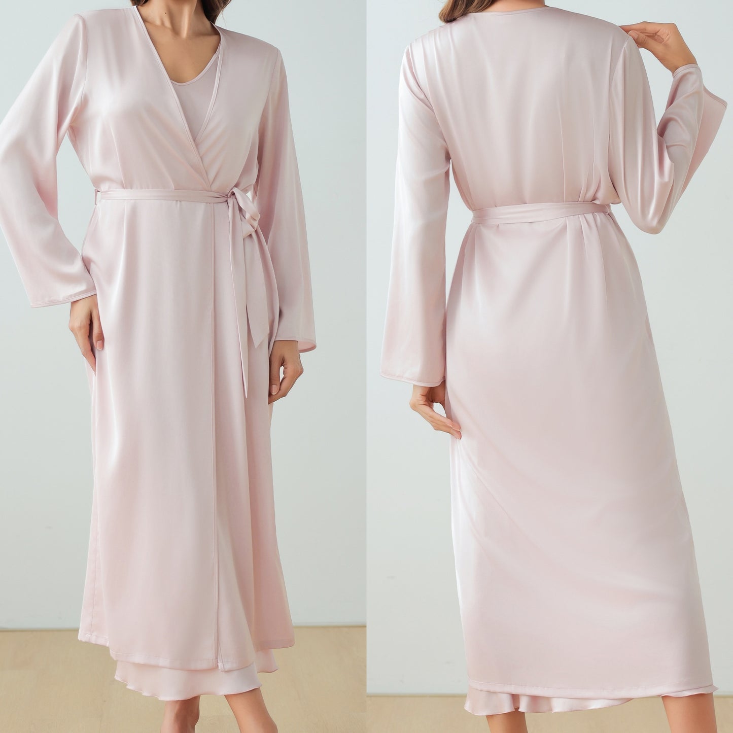 Satin Home Fashion Loose Cami Bathrobe Set