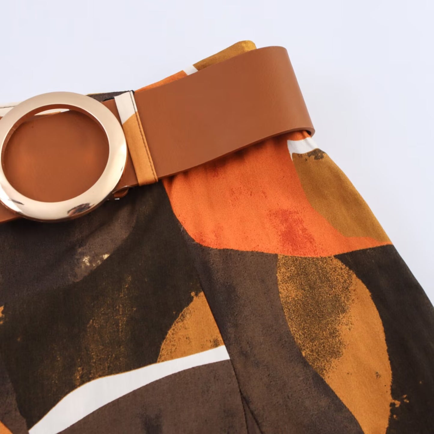 Autumn Printed Versatile Belted Skirt
