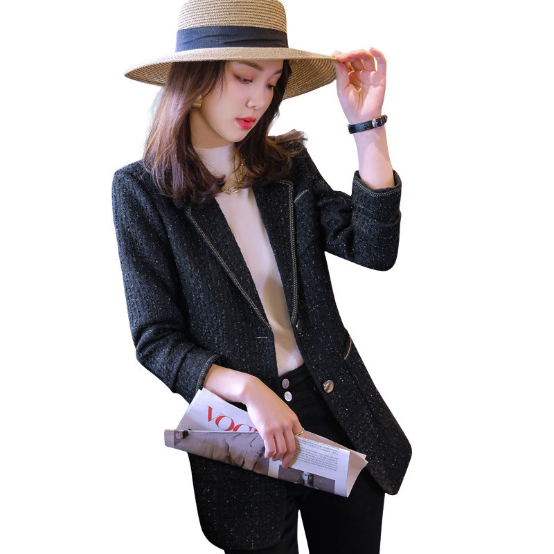 Autumn Temperament And Fashion Casual Top Blue Blazer