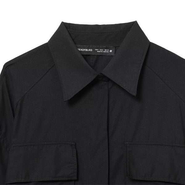 Fashionable And Versatile Lace-up Poplin Shirt