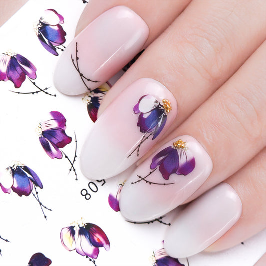 Nail Sticker Butterfly Flower Water Transfer Decal Sliders for Nail Art Decoration Tattoo Manicure Wraps Tools Tip JISTZ508  1pcs