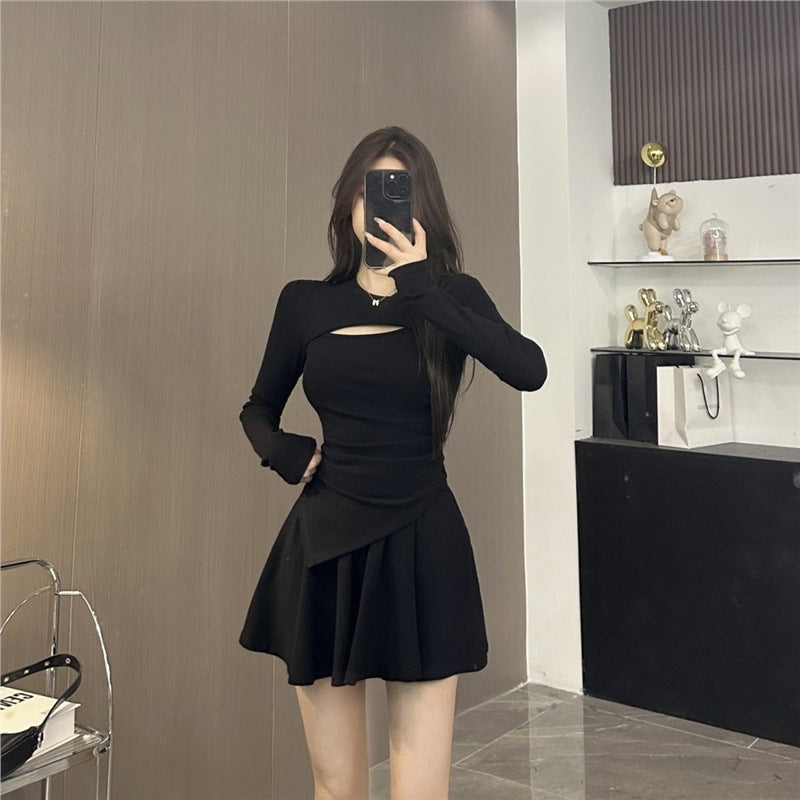 Top Paired With A Pleated Sheath Skirt