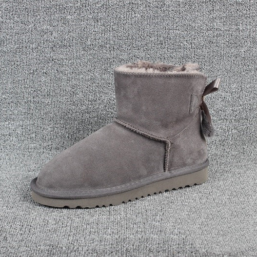 Low Tube Mink Fur Women's Plus Size Couple Boots