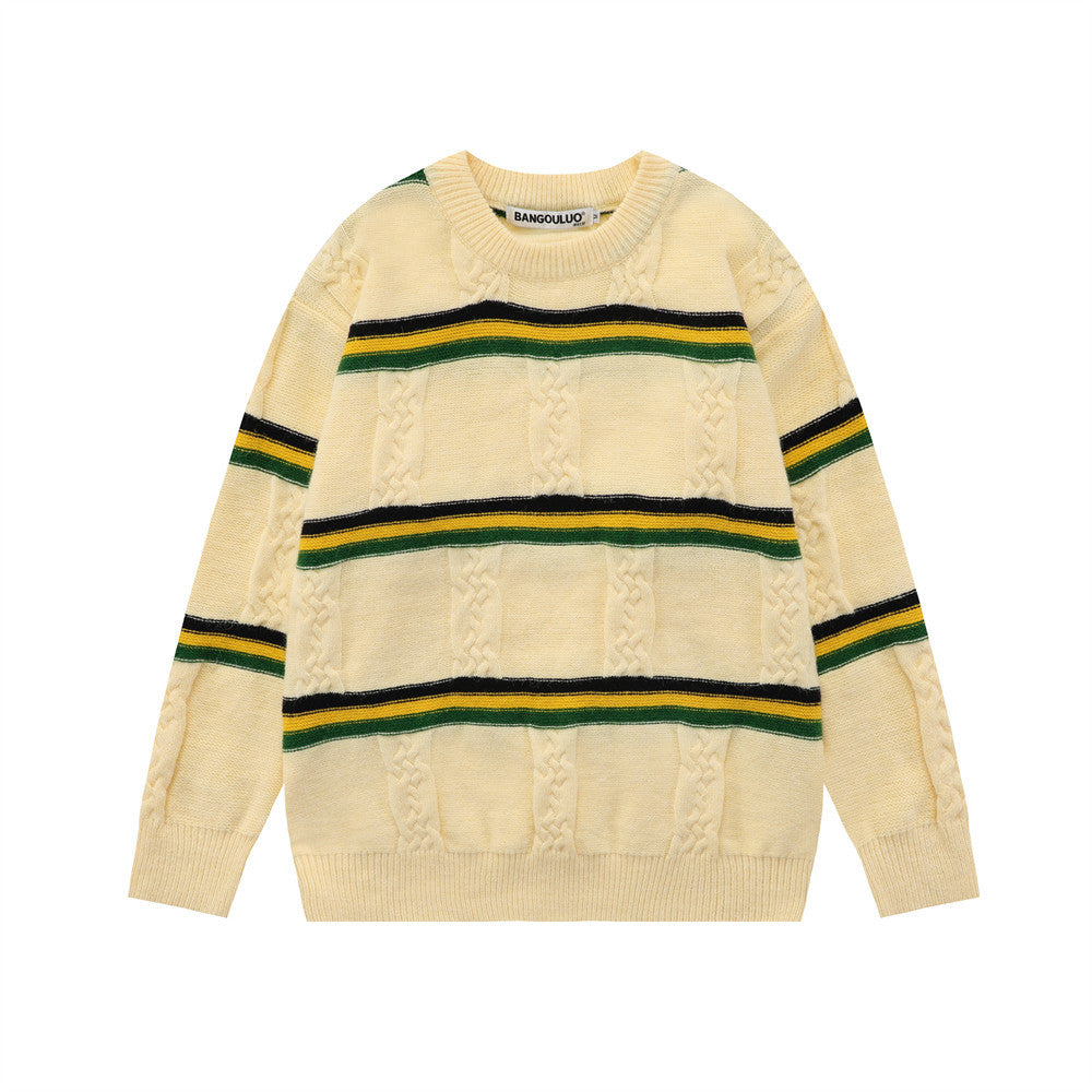 Sweaterstriped Sweater Men's Trendy Loose All Match Base