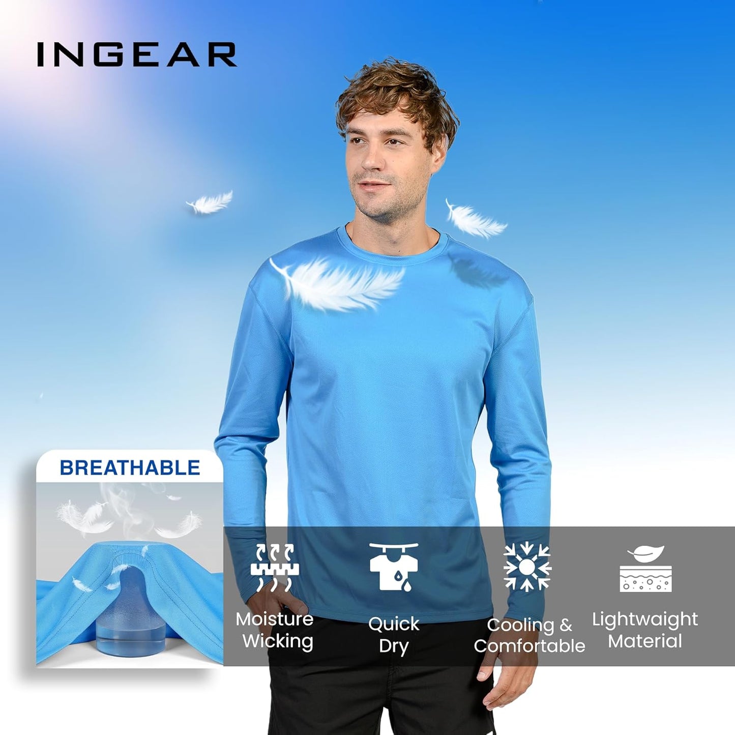 Swim Shirts for Men UPF50+ Sun Protection Shirts Mens Long Sleeve Mens Rash Guard