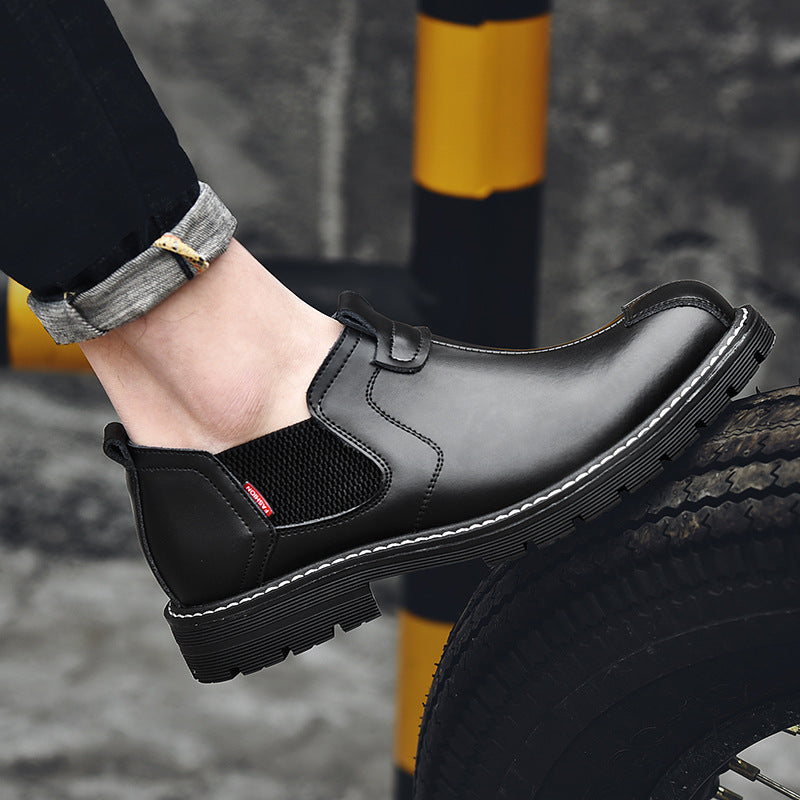 Casual workwear men's big head leather shoes