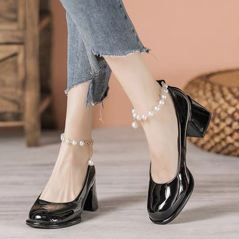 Women's Shallow Mouth High Heel Square Toe Spring New Mary Jane Shoes