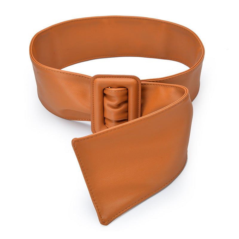 Women's Soft Wide Girdle Decorative Belt Leather Bag Buckle Skirt