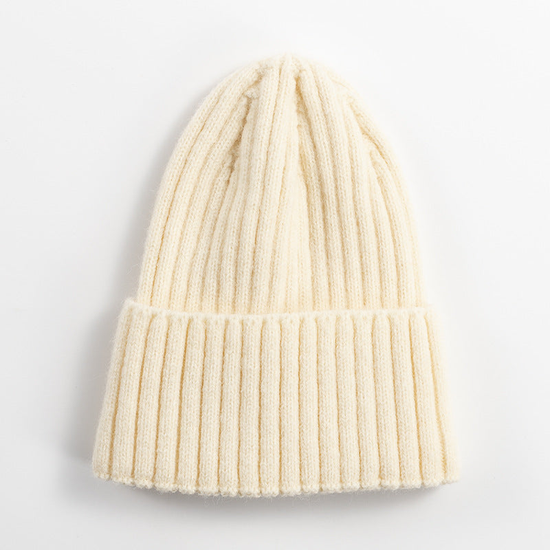 Knitted Hat Women's Korean-style Versatile Solid Color Woolen Hat Women's Outdoor Thickened Warm Beanie Hat
