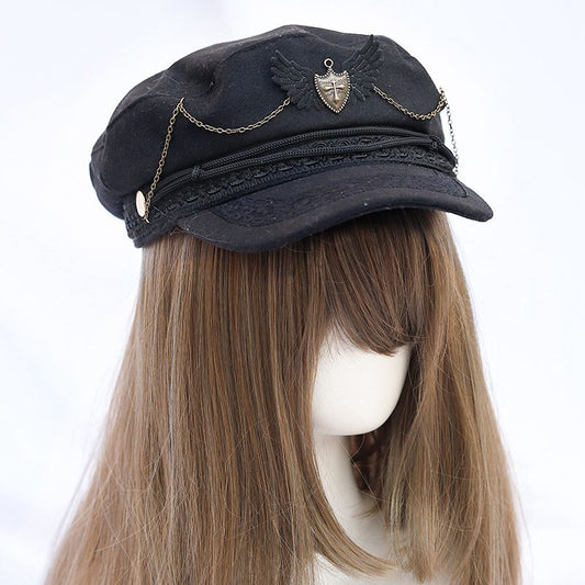 Autumn And Winter Berets Spring New Lolita Army Lolita Design Minority Simple Black Hat Female Spring