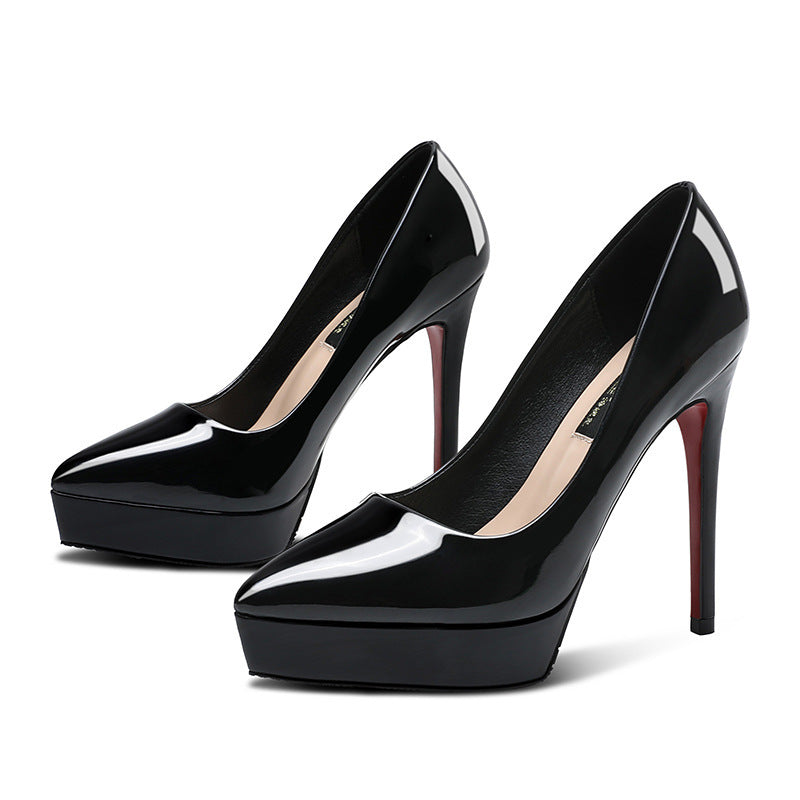 Stiletto Heel 10cm Pointed-toe Waterproof Platform Pumps Small Size