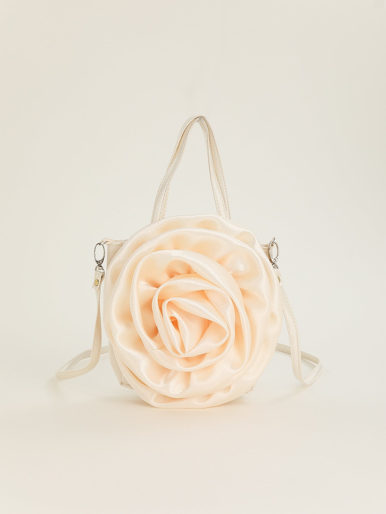 Satin Satin Three-dimensional Rose Flower Shape Portable Crossbody Party Wedding Female Dinner Bag