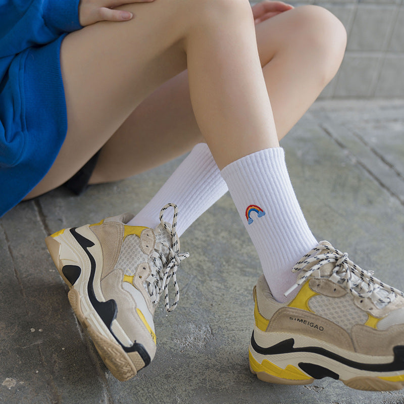 Cartoon embroidered weather tube socks