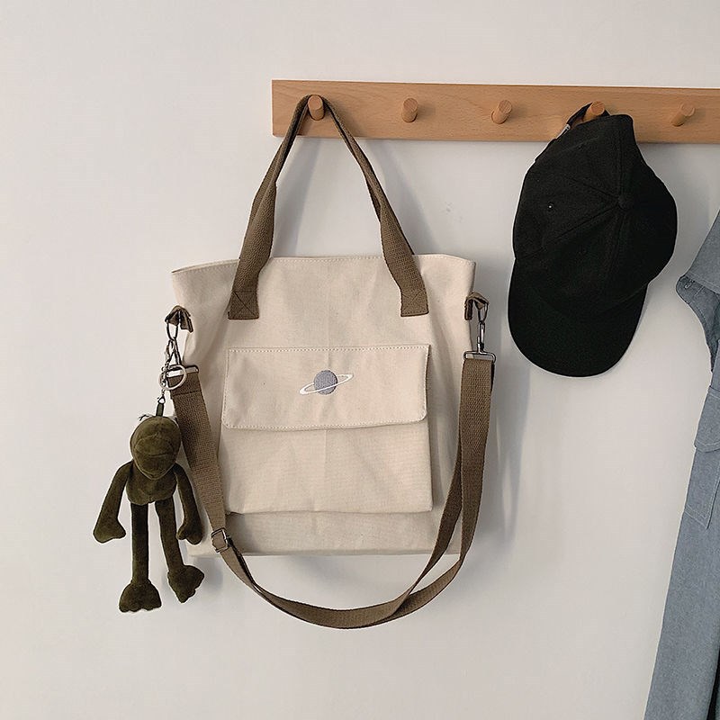 Planet ins canvas bag female student Korean crossbody bag