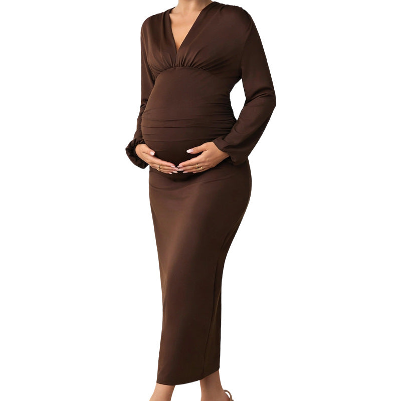 Maternity Pleats Sheath Long Skirt