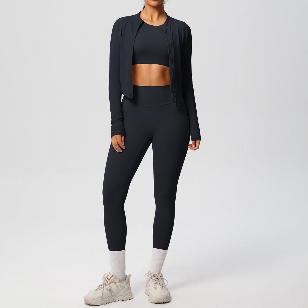 Breathable, Form-fitting Workout Jacket And Three-piece Set