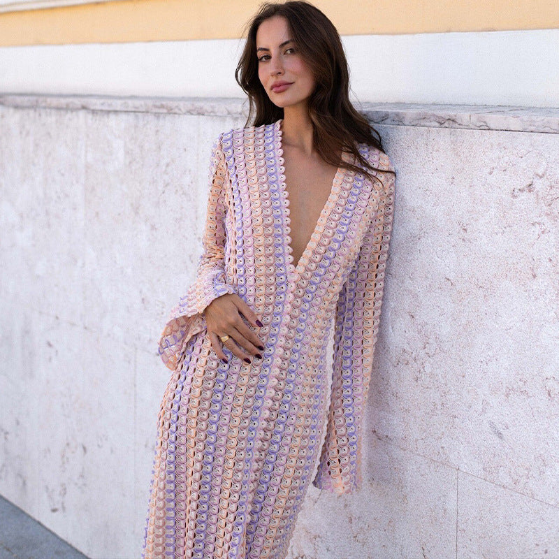 Lace Beach Dress V-neck Hollowed-out Slit Jumpsuit Design
