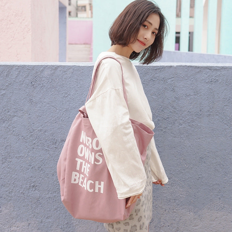 Simple letter single shoulder canvas bag female student