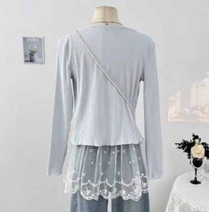 Sweet And Soft Spring-Season Lace-Patchwork Tank Top