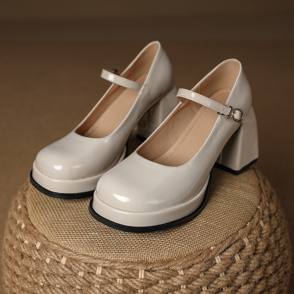Waterproof Platform Buckle High Heel Women's Chunky Heel Shoes