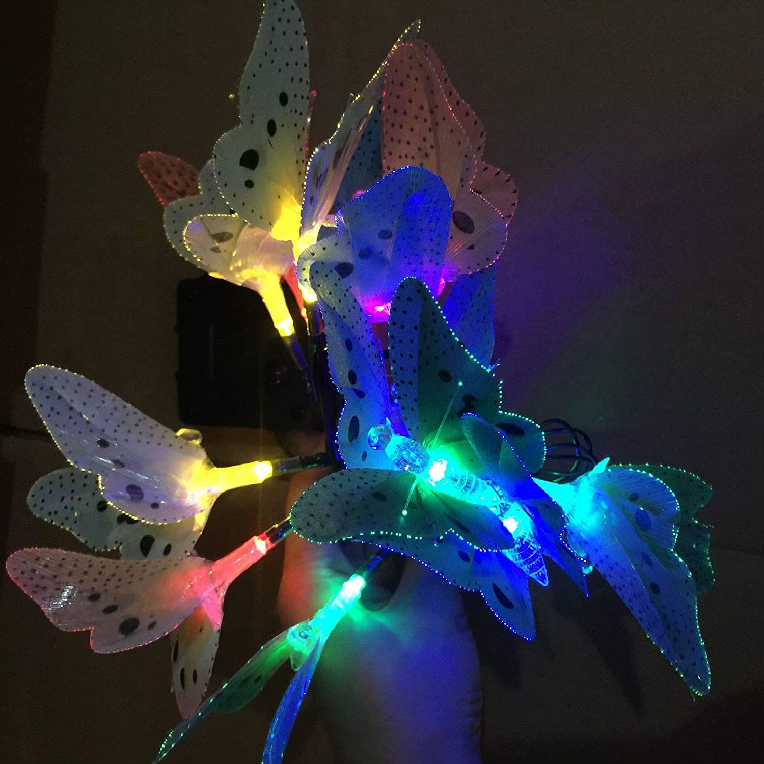 Outdoor Solar Fiber Optic Butterfly String Lights - 11.9Ft Waterproof LED Decor for Garden, Patio, and Party