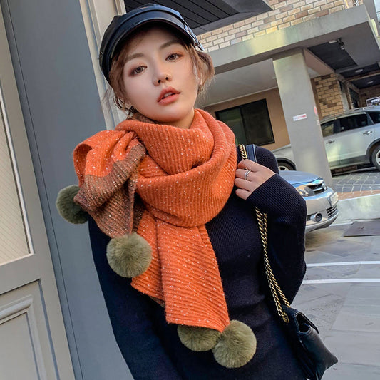 Hanging ball color matching shawl dual-use scarf