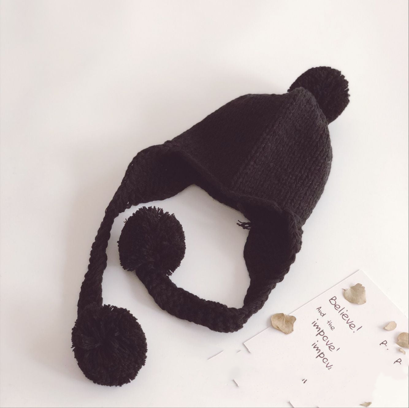 Children's Braided Braid Ear Protection Knitting Hat