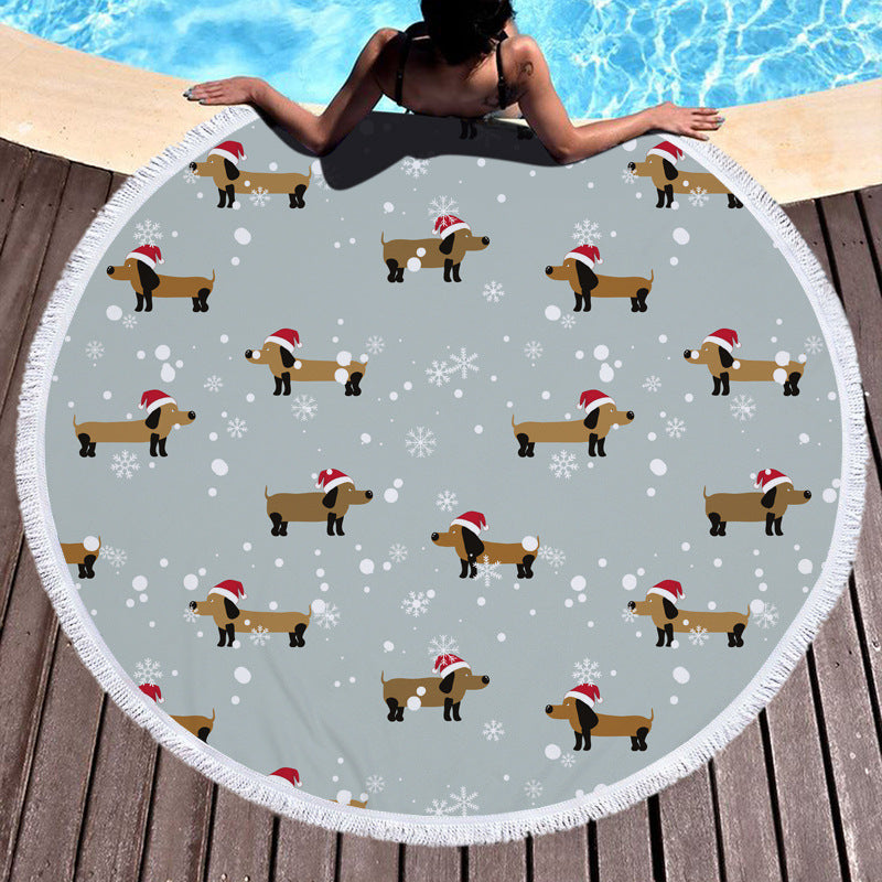 Round printed beach towel