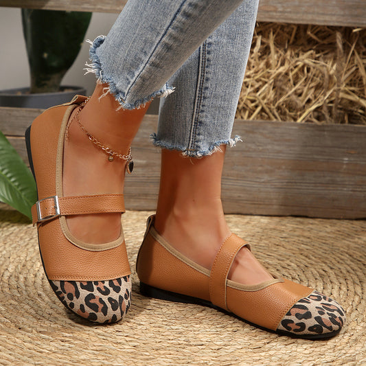 Mary Jane Soft-soled Beanie Flat Shoes With Buckle