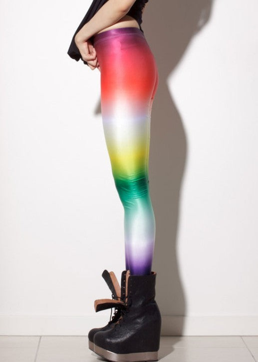 Europa og USA Stjerne Digitale Slanke Tynde Høj-elastiske Bukser Gradient Regnbue Mode Leggings Leggings