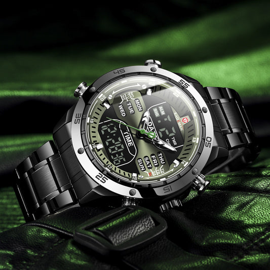 Sports Multifunctional Waterproof Steel Band Quartz Watch