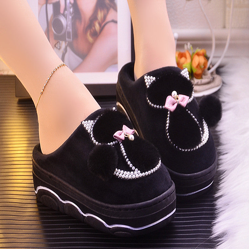 Women's thick-soled fur shoes