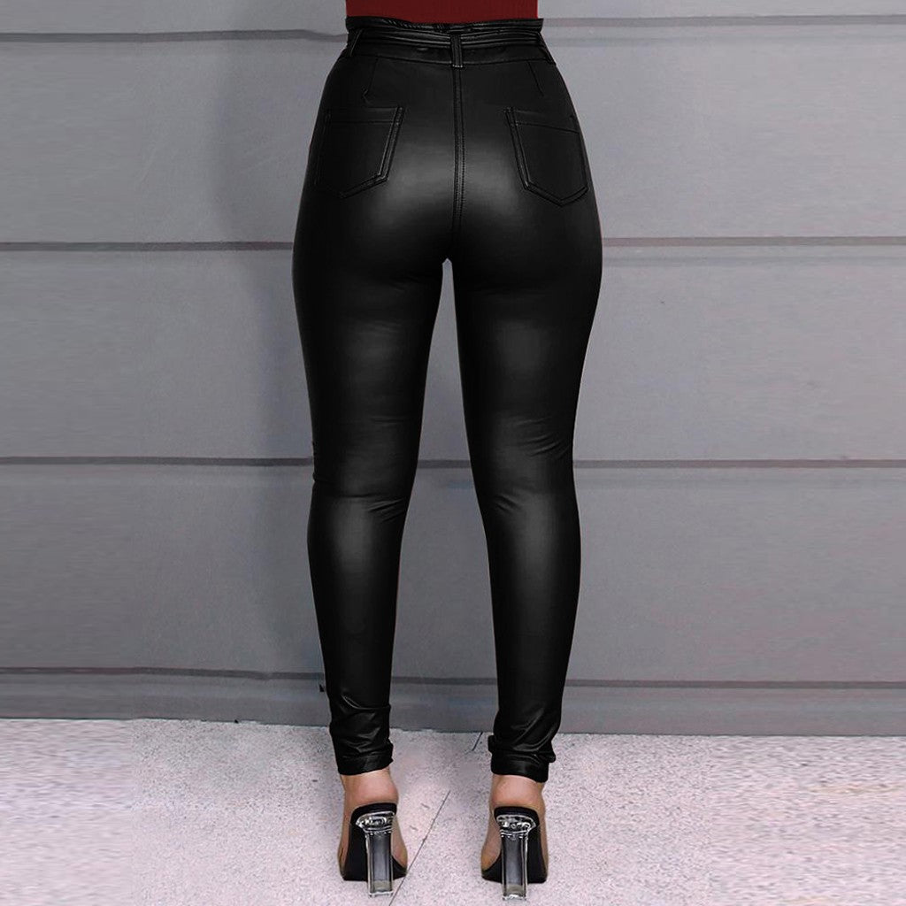 Stramme PU-læderleggings