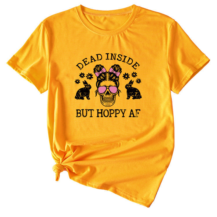 Skull Pattern Women's Summer Round Neck Short Sleeve