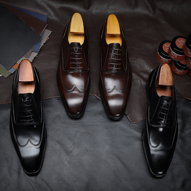 Small square toe Korean style Brock men's shoes