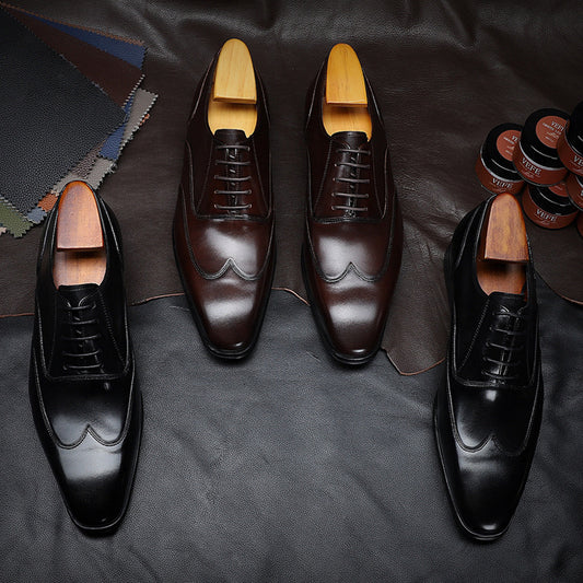 Small square toe Korean style Brock men's shoes