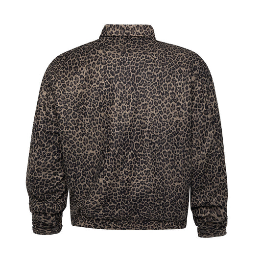 European And American Style Fleece-lined Thickened Leopard Print Jacket Men