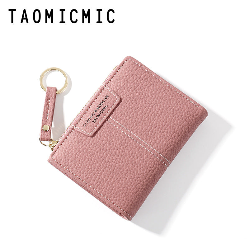 Fashion short zipper two-fold wallet women